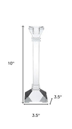 Set of Two Clear Crystal Tabletop Taper Candlesticks  Warm Home View