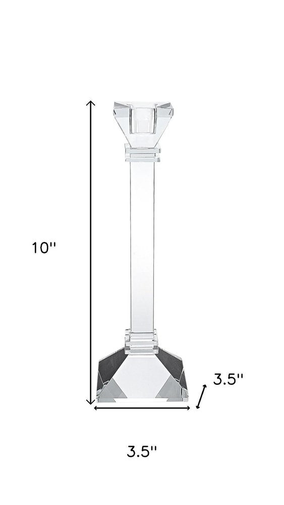 Set of Two Clear Crystal Tabletop Taper Candlesticks  Warm Home View