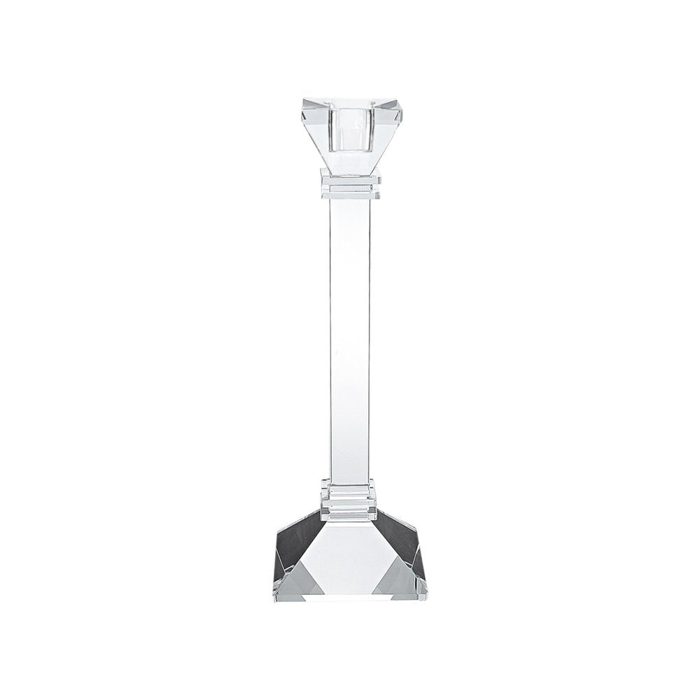 Set of Two Clear Crystal Tabletop Taper Candlesticks  Warm Home View