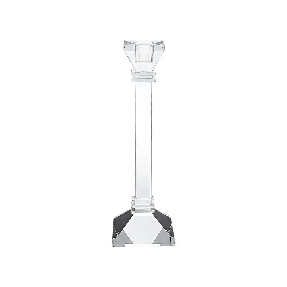 Set of Two Clear Crystal Tabletop Taper Candlesticks  Warm Home View