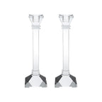Set of Two Clear Crystal Tabletop Taper Candlesticks  Warm Home View