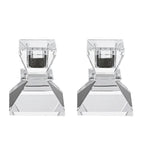 Set of Two Clear Crystal Tabletop Taper Candlesticks  Warm Home View