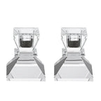 Set of Two Clear Crystal Tabletop Taper Candlesticks  Warm Home View