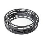 Set of Two Black Round Metal And Mirrored Glass Vanity Trays  Warm Home View