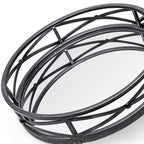 Set of Two Black Round Metal And Mirrored Glass Vanity Trays  Warm Home View