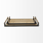 Set of Two Brown Wood Indoor Outdoor Serving Tray With Handles  Warm Home View
