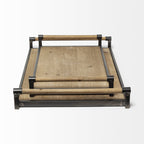 Set of Two Brown Wood Indoor Outdoor Serving Tray With Handles  Warm Home View