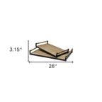 Set of Two Brown Wood Indoor Outdoor Serving Tray With Handles  Warm Home View