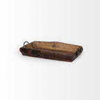 Set of Two Brown Rectangular Wood Indoor Outdoor Serving Tray With Handles  Warm Home View