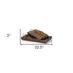 Set of Two Brown Rectangular Wood Indoor Outdoor Serving Tray With Handles  Warm Home View