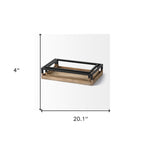 Set of Two Brown Wood Indoor Outdoor Tray With Handles  Warm Home View