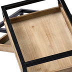 Set of Two Brown Wood Indoor Outdoor Tray With Handles  Warm Home View