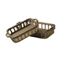 Set of Two Brown Wood Indoor Outdoor Tray With Handles  Warm Home View