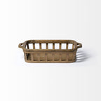Set of Two Brown Wood Indoor Outdoor Tray With Handles  Warm Home View