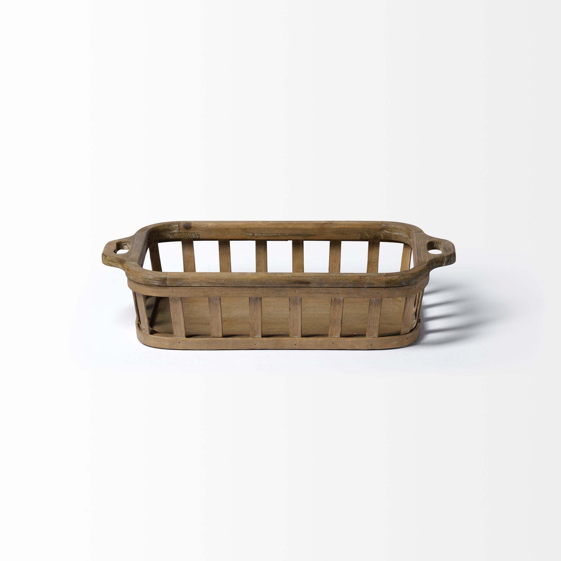 Set of Two Brown Wood Indoor Outdoor Tray With Handles  Warm Home View