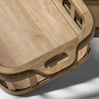 Set of Two Brown Wood Indoor Outdoor Tray With Handles  Warm Home View