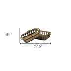 Set of Two Brown Wood Indoor Outdoor Tray With Handles  Warm Home View