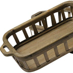 Set of Two Brown Wood Indoor Outdoor Tray With Handles  Warm Home View