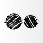 Set of Two Black Round Metal Indoor Outdoor Tray With Handles  Warm Home View