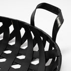 Set of Two Black Round Metal Indoor Outdoor Tray With Handles  Warm Home View