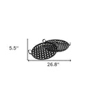 Set of Two Black Round Metal Indoor Outdoor Tray With Handles  Warm Home View