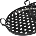 Set of Two Black Round Metal Indoor Outdoor Tray With Handles  Warm Home View