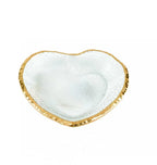 8" Mouth Blown Seeded Glass Heart Plate with Gold Rim  Warm Home View