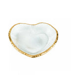 8" Mouth Blown Seeded Glass Heart Plate with Gold Rim  Warm Home View