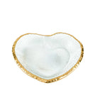 8" Mouth Blown Seeded Glass Heart Plate with Gold Rim  Warm Home View