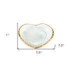 8" Mouth Blown Seeded Glass Heart Plate with Gold Rim  Warm Home View