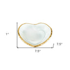 8" Mouth Blown Seeded Glass Heart Plate with Gold Rim  Warm Home View