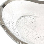 8" Mouth Blown Seeded Glass Heart Plate with Silver Rim  Warm Home View