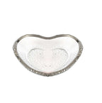 8" Mouth Blown Seeded Glass Heart Plate with Silver Rim  Warm Home View