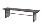 Rectangular Indian Mango Woodbrown Tone Finish W Metal Cladding On The Base Dining Bench  Warm Home View