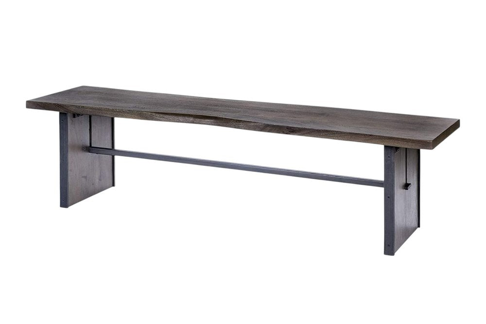 Rectangular Indian Mango Woodbrown Tone Finish W Metal Cladding On The Base Dining Bench  Warm Home View