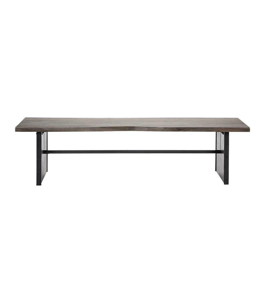 Rectangular Indian Mango Woodbrown Tone Finish W Metal Cladding On The Base Dining Bench  Warm Home View