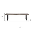 Rectangular Indian Mango Woodbrown Tone Finish W Metal Cladding On The Base Dining Bench  Warm Home View