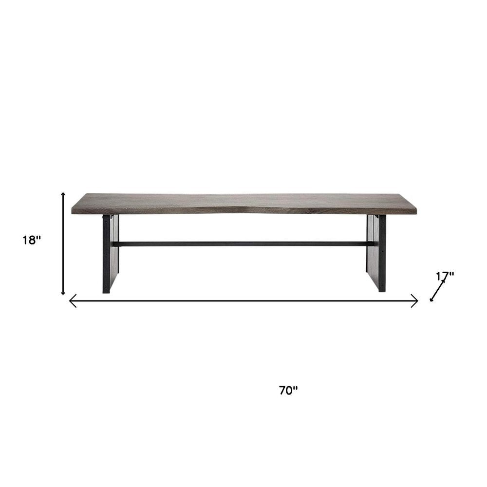 Rectangular Indian Mango Woodbrown Tone Finish W Metal Cladding On The Base Dining Bench  Warm Home View