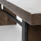 Rectangular Indian Mango Woodbrown Tone Finish W Metal Cladding On The Base Dining Bench  Warm Home View