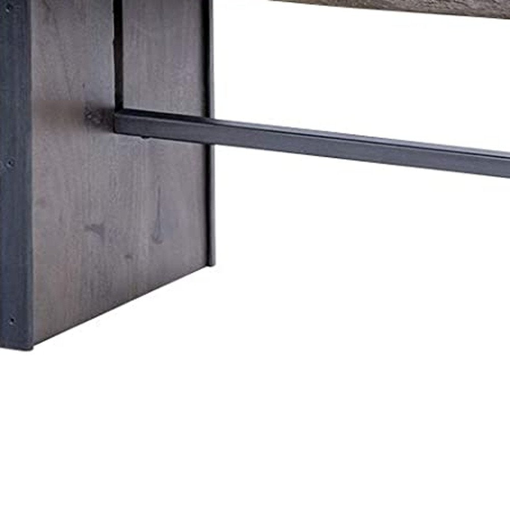 Rectangular Indian Mango Woodbrown Tone Finish W Metal Cladding On The Base Dining Bench  Warm Home View