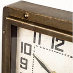 Square  Bronze Toned Metal Desk Table Clock With Traditional Black Numbers And Hands  Warm Home View