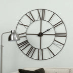 50" Circle Black Metal Skeleton Wall Clock  Warm Home View