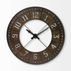 57" Round Industrial Brown Wall Clock  Warm Home View