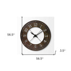 57" Round Industrial Brown Wall Clock  Warm Home View