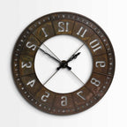 57" Round Industrial Brown Wall Clock  Warm Home View