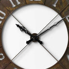 57" Round Industrial Brown Wall Clock  Warm Home View