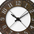 57" Round Industrial Brown Wall Clock  Warm Home View