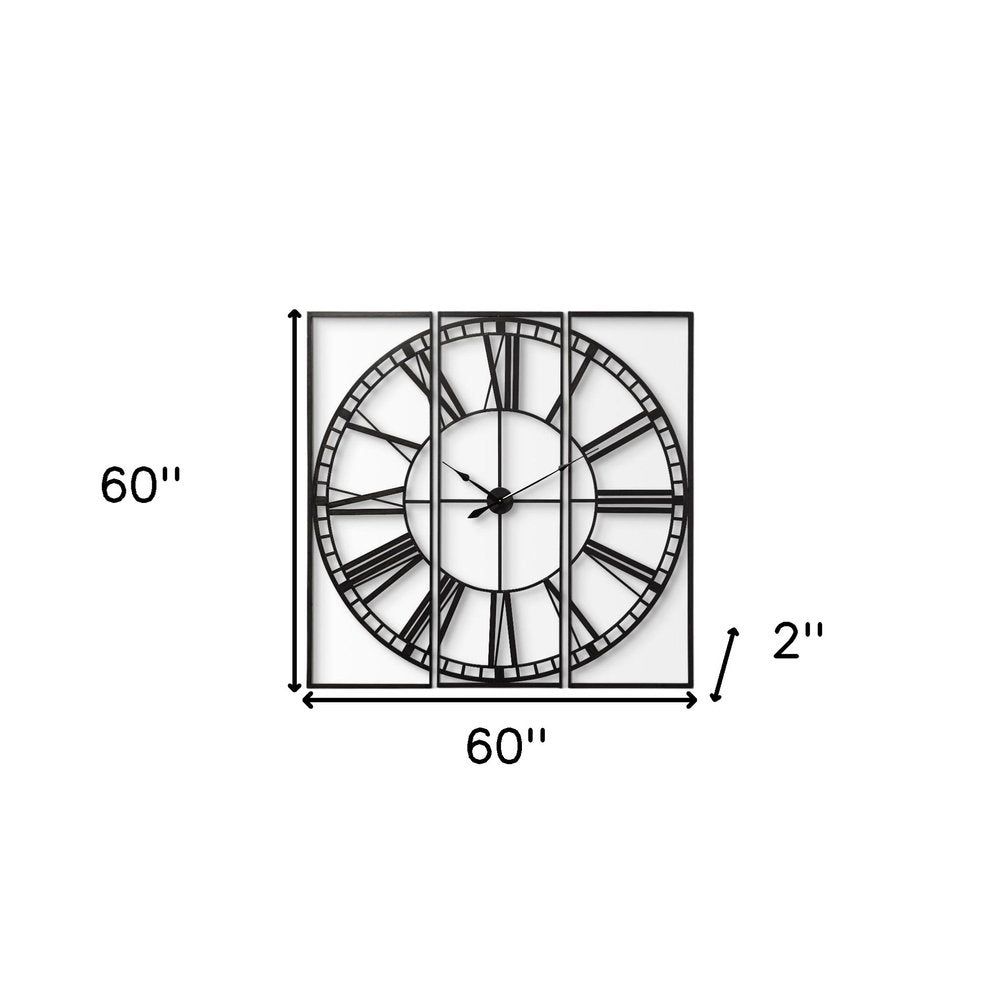60" Round and Square Industrial Style Wall Clock  Warm Home View