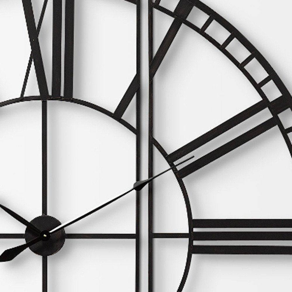 60" Round and Square Industrial Style Wall Clock  Warm Home View