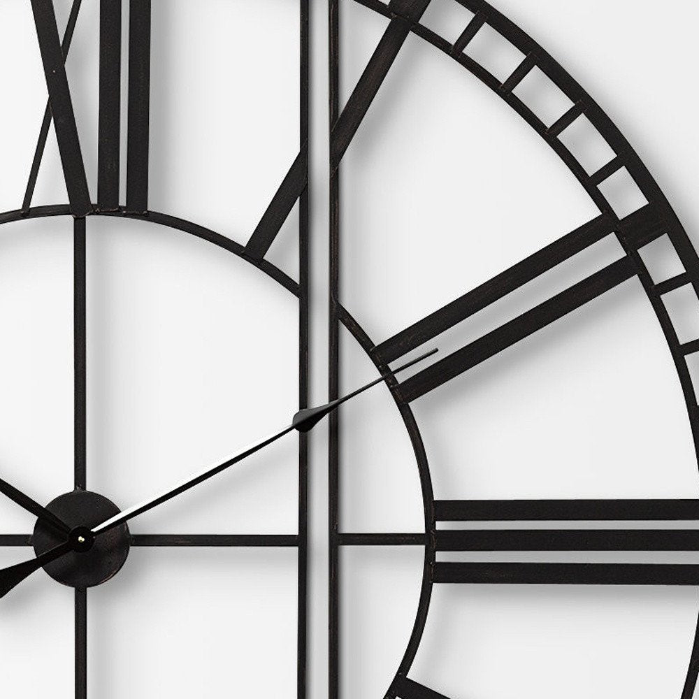 60" Round and Square Industrial Style Wall Clock  Warm Home View